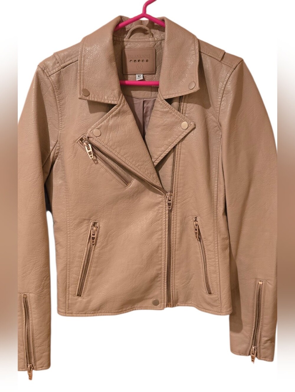 Blank NYC Moto Jacket, Beige Size Med